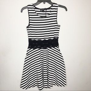 Black & White Striped A-Line Dress